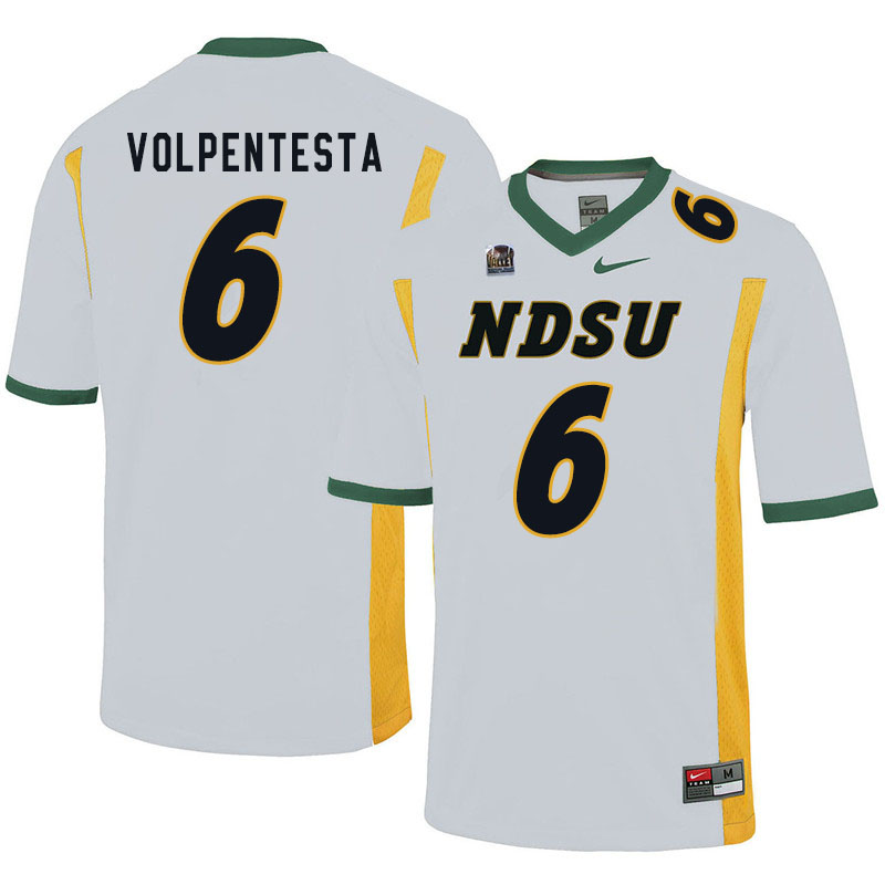 Men #6 Giancarlo Volpentesta North Dakota State Bison College Football Jerseys Sale-White
